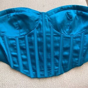 Garage Blue Satin Crop Top